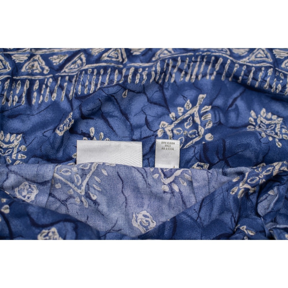 Vtg Express Wrap Skirt M Blue Batik Rayon Maxi Resort Coastal Boho Beach USA Y2K - Picture 10 of 10